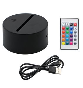 Bases de lâmpadas LED para 3D acrílico noite ABS ABS preto Base de toque com cabo USB e controle remoto8508063