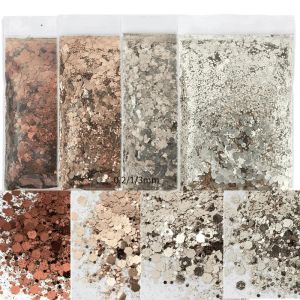 Glitter 4 Çanta*50g parlak metalik ince tıknaz tırnak parıltı karışımı Altıgen payetler Toplu dekorasyon çivi UV manikür malzemeleri için aksesuarlar