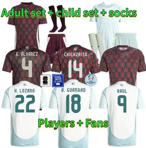 2024 2025 Meksika Futbol Formaları Chicharito 24/25 Milli Takım Futbol Gömlek Erkek Çocuk Kiti Uzakta Camisetas Copa America Maillot Mexique Gimenez lozano