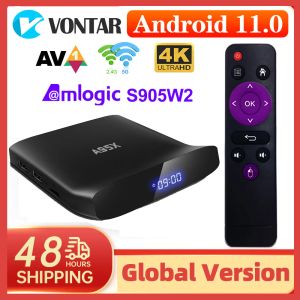 Caixa 2022 A95X W2 Android 11 Caixa de TV inteligente amlogic S905W2 4GB RAM 64 GB DULO WIFI 4K 60FPS VP9 BT5.0 Media Player 2GB 16GB A95XW2 TVBox