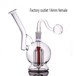 Wholesale Glass Bong Hookahs Matrix Water Pipes 6 Arm Tree Perc Smoking Pipe Honeycomb Recycler Dab Rig Bubblers Dry Herb Cigarette Pipe with 14mm Male Oil Adapter