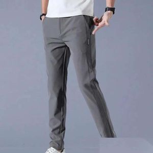 Mens Pants Golf Trousers Quick Drying Long Comfortable Leisure With Pockets Stretch Relax Fit Breathable Zipper Design Drop Delivery