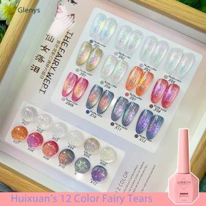 Polish Glenys New 12 Color Fairy Tears Oil Gel 2023 Internet Flash Cloud Cloud View Fragmented Diamond Polarized Unhas Conjunto de unhas