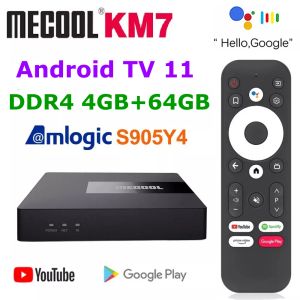 Box Android 11 TV -låda MECOOL KM7 ATV Google Certified Amlogic S905Y4 DDR4 4GB 64GB Android TV OS 5G WiFi YouTube 4K TV Set Top Box