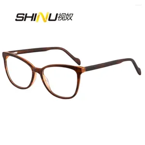 Occhiali da sole Shinu Lenti multifocali progressivi Myopia occhiali donne ingrandite occhiali rosso acetato telaio femminile personalizzato