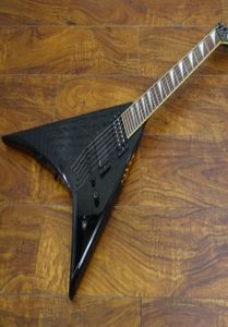 Custom 24 RR Randy V Black Flying V Elektrische Guitarneck durch Body Copy EMG Pickup Schwarze Hardware Pearl Shark Fin inlay4183220