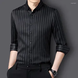 Camicie da uomo camicia a strisce di alta qualità a strisce a maniche lunghe design casual colore nero color giardino crollo morbido arrivi top