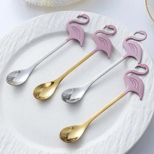 Kaffescoops Flamingo Spoon Music and dessert 304 Rostfritt stål Creative Modeling Ice Cream Kitchen Tool A