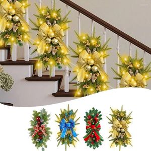 Decorative Flowers 1pcs Christmas Staircase Bow Decoration For Front Door Living Room Kitchen Shop Garden Fireplace Railing Tree Home