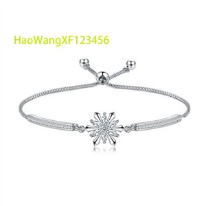 Popolare S925 Sterling Silver Women Girl Ladies Hand Cubic Zircic Snowflake Christmas Bracciale zircone