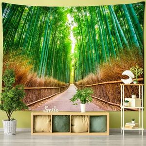 Wandteppiche Bambus Forest Trail Tapestry Wall Hanging natürliche Landschaft Bohemian Art Hippie Tapiz Schlafsaal Wohnkultur