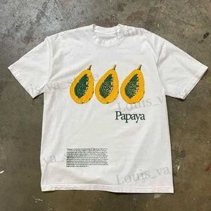 Erkek Tişörtler Yaz Kadın Meyve Mektubu Desen Baskılı T-Shirts Y2K Harajuku Hip Hop Pamuk Yuvarlak Boyun Kısa Slve Gevşek Çift Strtwear T240408