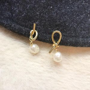 Dangle Earrings Natural Baroque Freshwater Pearl Asymmetric Copper Cold Wind Temperament Joker Drop