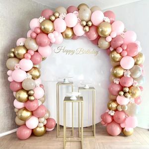 パーティーデコレーションレトロピンクパステルマカロンバルーンガーランドアーチキット結婚式の誕生日ガールズベビーシャワーローズゴールドバロンチェーン