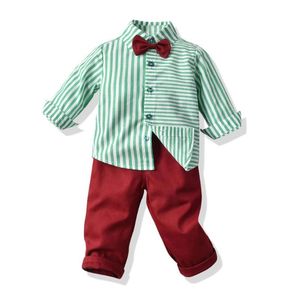 Clothing Sets Top And Infant Boys Design Clothes Set Cotton Striped Long Sleeve Shirts Red Pants Suit Toddler Baby Casual Outfits9567473