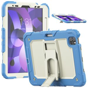 For iPad Pro 11 inch Case Silicone PC Hybrid Rugged Shockproof Adjustable Kickstand Cover For iPad Air5 Air4 10.9 inch Armor Cases with Shoulder Strap+Screen PET Film