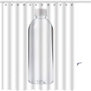 Duschgardiner 3D gardinplastflaskvatten isolerad på en vit bakgrund grafisk tryckt polyester tyg badrumsdekoration