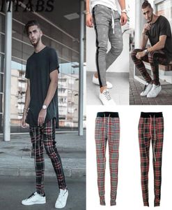 2019 män som kör byxor Gym sportbyxor Tracksuit Bottoms Skinny Sweat Plaid Pant Fashion Fitness7208212