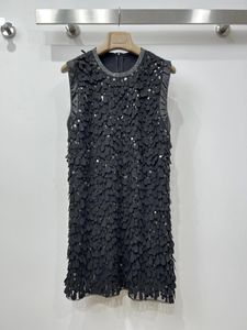 Casual Dresses Womens Autumn and Winter High Quaity Sparkling Heavy Embroidery Water Drop Sequin Low-Key Luxury Dress