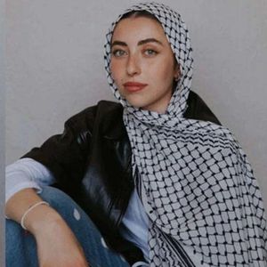 Lenço de chiffon palestino Hatta kufiya xales folclóricos envolvem mulheres grandes lenços macios lenços palestinos hijabs femininos muçulmanos 240403