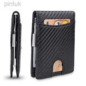 Money Clips Mens Credit Card RFID Protection Simple Ultra-Thin PU Маленькая деньги клип 240408