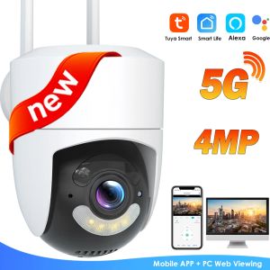 Камеры 5G Wi -Fi Tuya IP Camera 2K 4MP Camera Camera Outdoor Smart Home Alexa CCTV Video Supiillance Onvf Street Cam