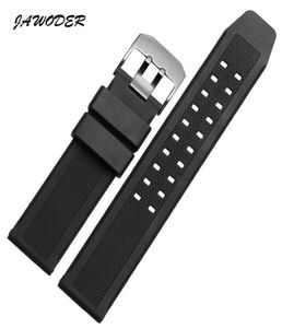 Jawoder Watchband Yumuşak Silikon Kauçuk Erkekler Siyah 23mm Sport Dalış Band Strap Silah Siyah Metal Tokası Luminox Accessor1172133