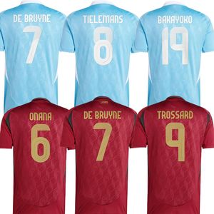 24 25 Belgium Soccer Jersey de Bruyne Lukaku Doku 2024 Euro Cup National Peاحص قميص كرة قدم 2024 Home and Away Carrasco Tielemans Bakayoko Trossard Van