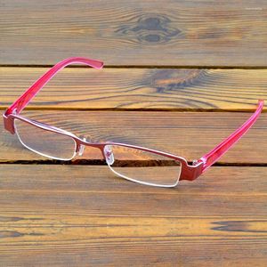 Sunglasses 2 Pieces Rectangle Pink Frame Hlaf-rim Spectacles Multi-coated Anti-fatigue Lenses Fashion Reading Glasses 0.75 To 4