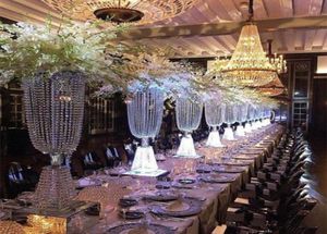 Crystal Beaded Chandelier Centerpiece Riser Top Candle Floral Plate Wedding Decoration T table Decoration Centerpieces for 11 Even8897306