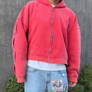 OEM Anpassad högkvalitativ plus storlek överdimensionerad zip up vintage hoodies designa dragkedja syratvätt boxy skörd män fleece hoodie