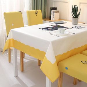 Bordduk Vattentät matplats Cotton Linen Linen Tracloth Rectangular with Spandex Chair Covers Set