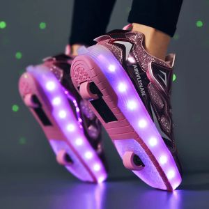 Sneakers Roller Skate Shoes Children Boys Girls Gift Toys Games Kids 2 Wheels Sneakers Student Outdoor Casual Sports Lighted Footwear