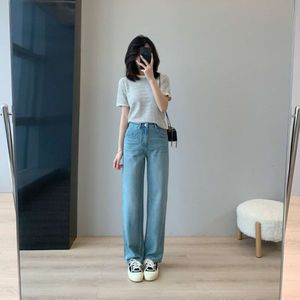 2024 Slim Straight Refreshing Soft Mid High Waist Comfortable Chopstick Legs Thin Straight denim jeans Spring Summer New