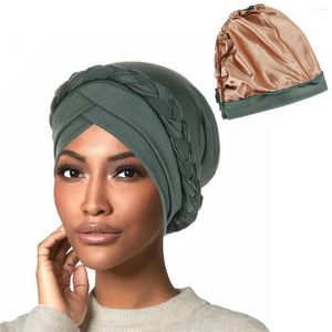 Etniska kläder korsade panna satinfodrad muslimsk turban för kvinnor Islamiska inre hijab cap underscarf arabiska wrap huvud halsdukar turbante