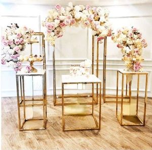 庭の結婚式の装飾は花アーチケーキスタンドグランドイベントDIYプロップメタルフレームの背景バースデーパーティーバプテスマデザート5777983