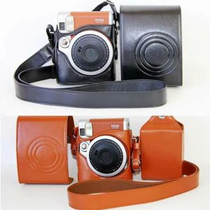 Parçalar PU Deri Kamera Kılıfı Fuji Fujifilm Instax Mini 90 Dijital Kamera Çantası Çantası Koruyucusu + Omuz Kayışı