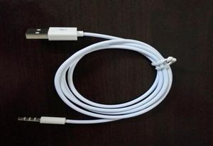 1 m vit färg 2 i 1 3,5 mm aux o Plug Jack till USB 2.0 Manladdningskabeladapter Cord3687889