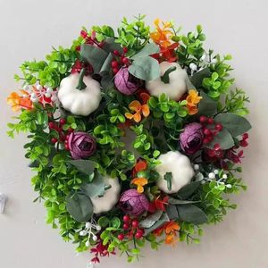 Kwiaty dekoracyjne 1PCS Faux Peony Pumpkin Fall Wreath Klasyczne drzwi domowe wisząca dekoracja girland