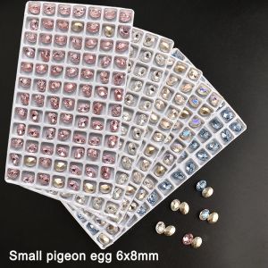Decorations 6x8mm Pointed Bottom Small Pigeon Egg Mixed Color Nail Art Rhinestone K9 Glass Crystal Oval 3D Manicure DIY Decoration