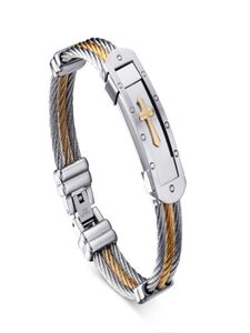 Free Shipping 3 cables stainless steel bracelet with gold for man and woman Hot sale!5728910