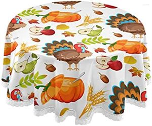 テーブルクロス秋のカボチャ七面鳥洗えるポリエステルクリスマスウェディングパーティーダイニングバンケットのための装飾カバー60インチ
