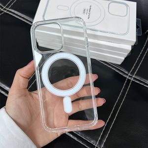 البيع بالجملة مناسبة لـ iPhone15 Apple Mobile Phone Case Magsafe Magsafe Acrylic 2 -in -1 13Pro شفاف 12 قذيفة صلبة