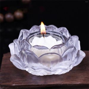 Titulares de vela 7 suporte de luz Candlestick Lotu Flower Colors Crystal Tea Glass Home Decor for Mantle