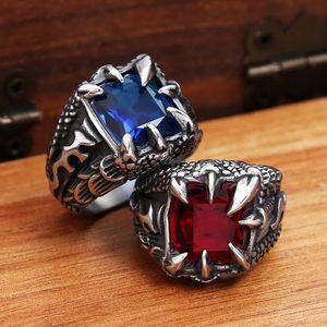 Vintage Viking Dragon Claw Stone Ring For Men Boy 14K Gold Punk Rock Nordic Style Rings Fashion Jewelry Gift