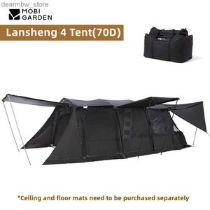 Tält och skydd mobi trädgård utomhus camping tält res camping leveranser tunnel dubbel lager lansheng 4 (70d) brett utrymme svart fyra säsonger tält l48