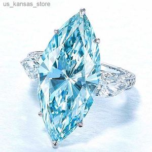 Klaster Pierścienie Huitan Proste niebo niebieskie markizowe kamienne pierścionki dla kobiet Znakomite weselne akcesoria na palec wiek biżuterię upuszczanie wysyłki 240408