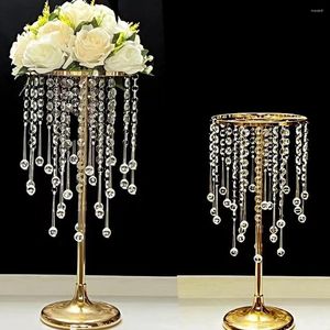 Party Decoration 2Pcs Exquisite Flower Shape Stand Plating Gold Silver Wedding Table Centerpiece Crystal T Road Lead For Event