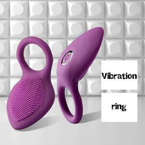 Penisring vibrerande klitoris stimulator man sex leksaker för par vibro fördröjning slick vagina orgasm lås fin ärm vibrator 240401