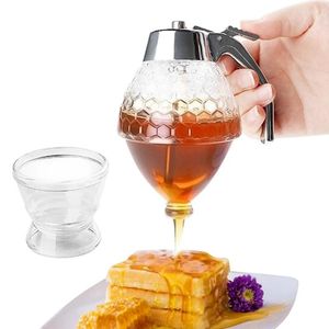 Storage Bottles Juice Syrup Cup Squeeze Bottle Pot Stand Holder Bee Drip Dispenser Kettle Honey Jar Container Kitchen Easy Install